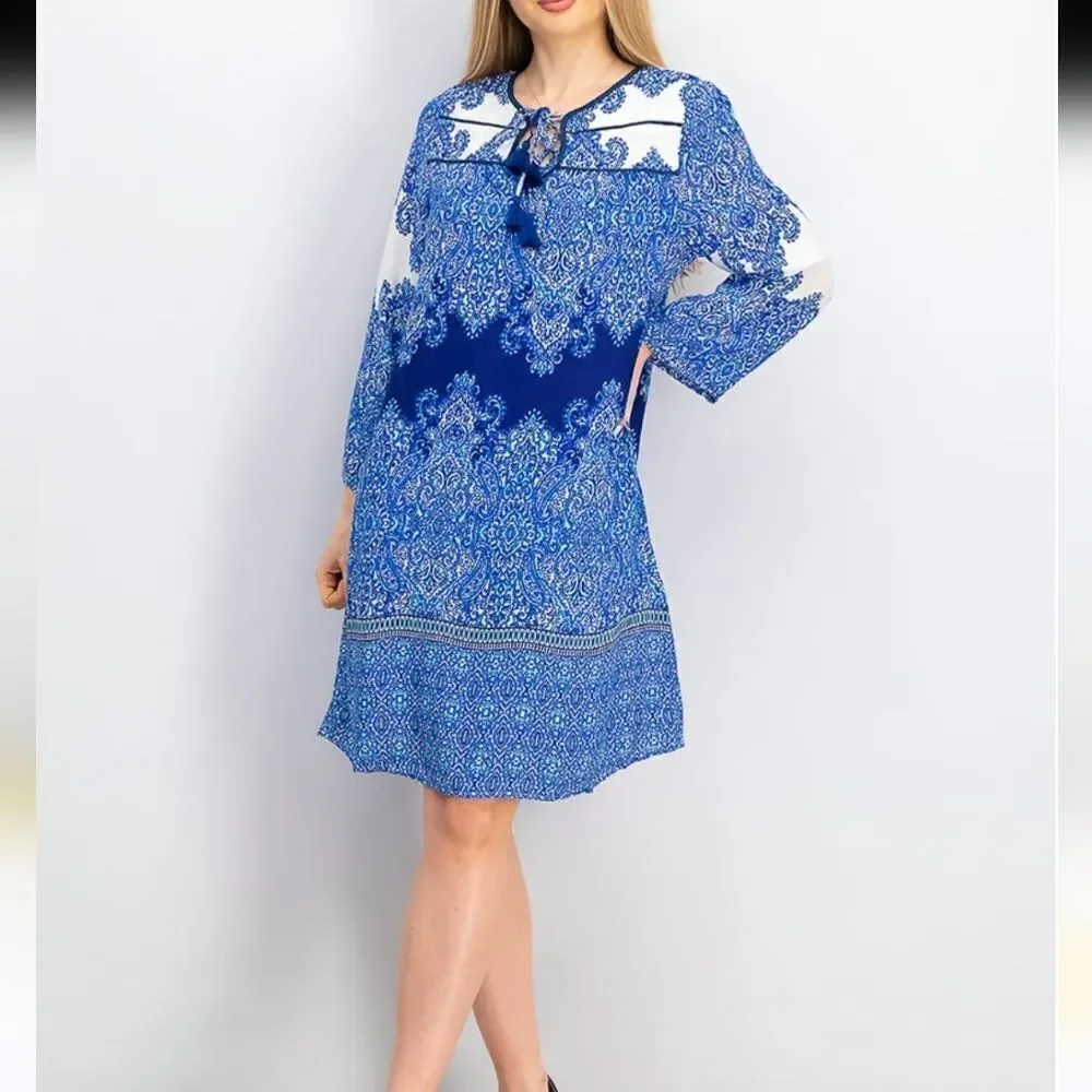 NWT Caribbean Joe Blue/White Coastal Dress
